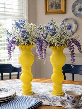 Vintage Satin Lemon Yellow Ruffle Vase Art Glass White Swirl,Bright Yellow Decor